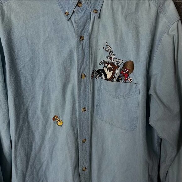 VTG Looney Tunes Button Down Shirt Large - Picture 2 of 4